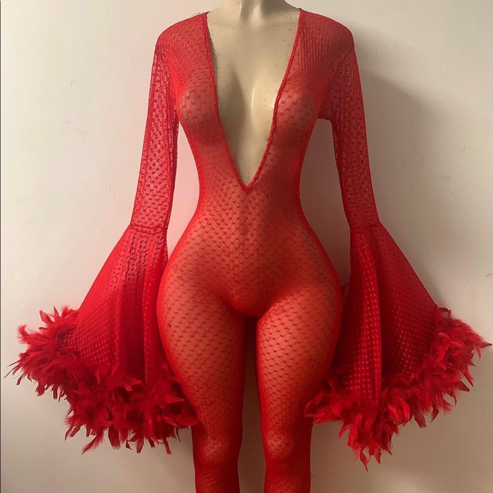 Valentine’s Day Red Heart Print Jumpsuit
